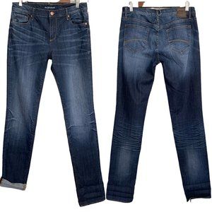 Driftwood Women's Dark Wash Whiskered Mid Rise Straight Leg Jeans Size 27